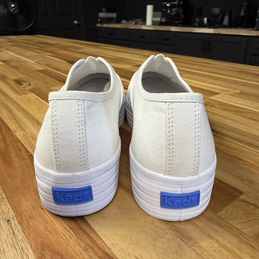 Keds Sneaker Point Platform Slip On White Twill Canvas Women's size 7